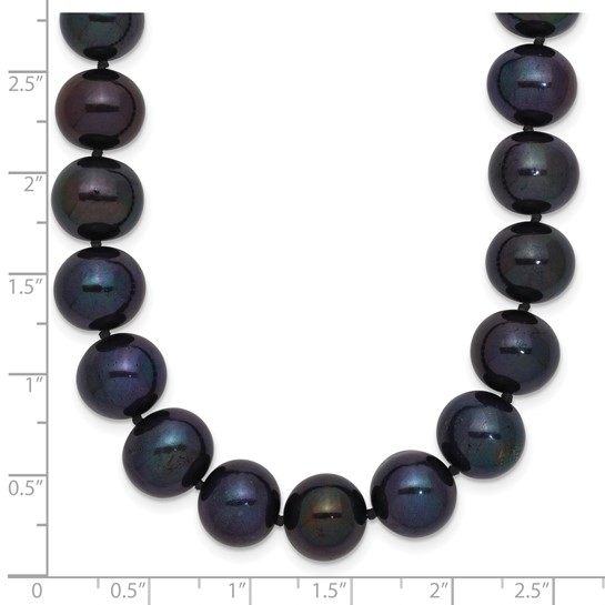 Black Freshwater Cultured Pearl(10-11mm)18", 14K White Gold
