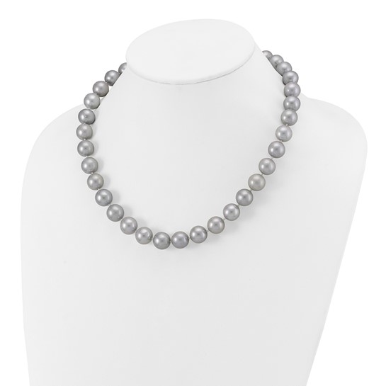 Gray Freshwater Cultured Pearl(11-12mm)18", 14K White Gold