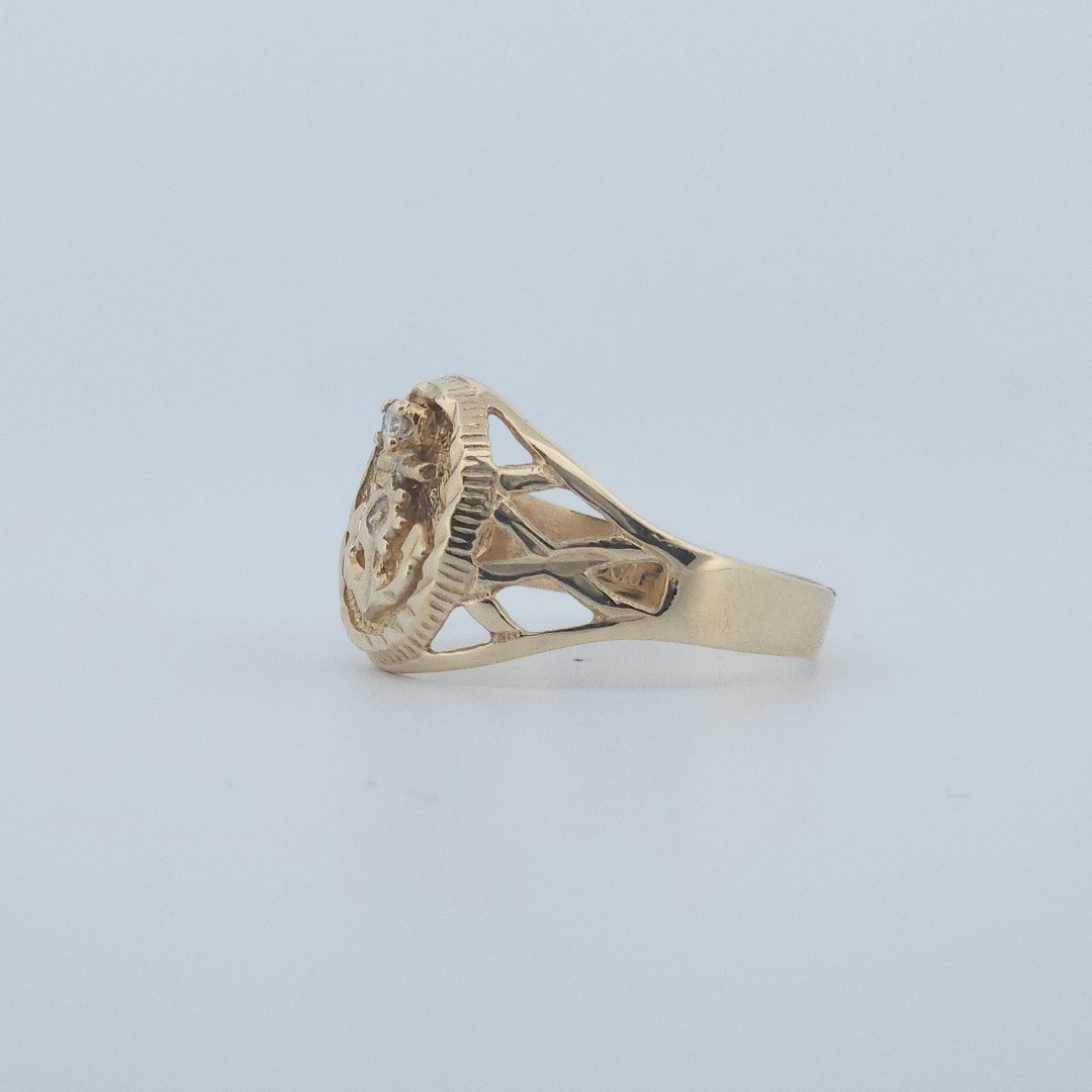 Men Anchor Ring with Natural Diamond, 10K Yellow Gold, 4.5 G