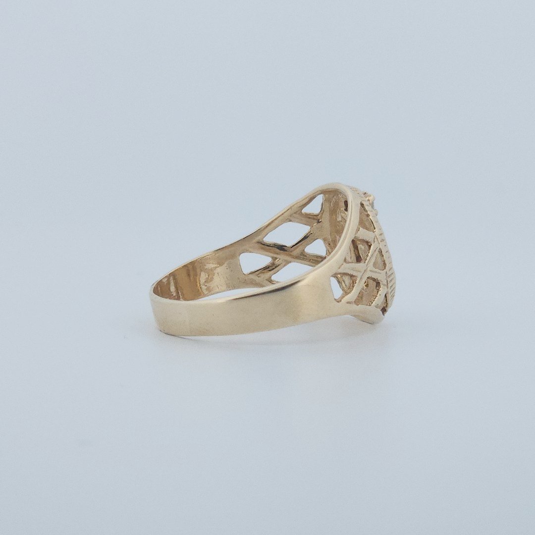 Men Anchor Ring with Natural Diamond, 10K Yellow Gold, 4.5 G