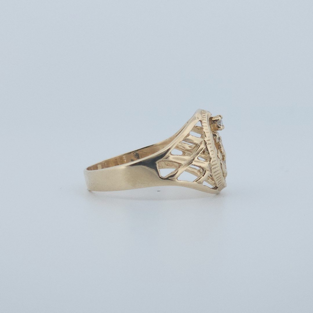 Men Anchor Ring with Natural Diamond, 10K Yellow Gold, 4.5 G