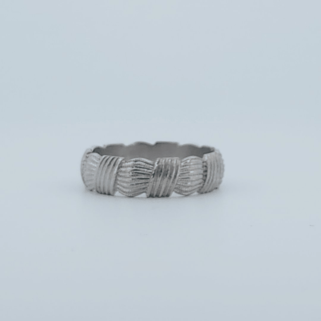 Comfort fit solid Designer band, 14K White Gold (5.20G)