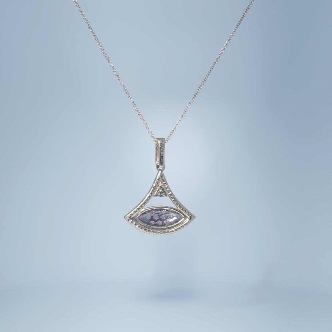 Natural Diamonds (0.75 CT), Natural Rhodolite Garnet, Diva Pendent Chain, 14K Rose Gold