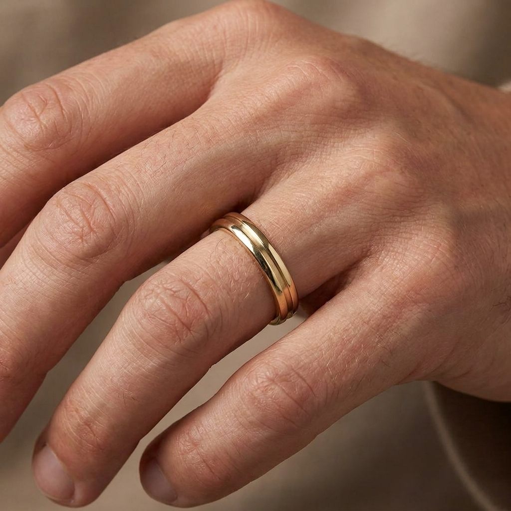 Men Designer Wedding Band,  Size 8.5, 3.5mm, 5 grams