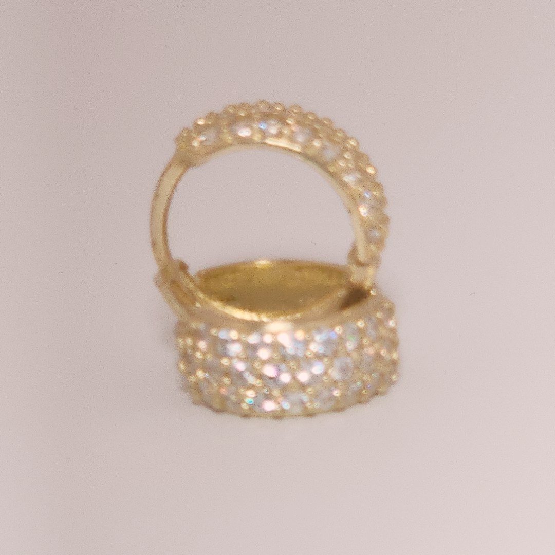 Women Cluster Hoops with Cubic Zirconia, 10K Yellow Gold 2.26 Grams