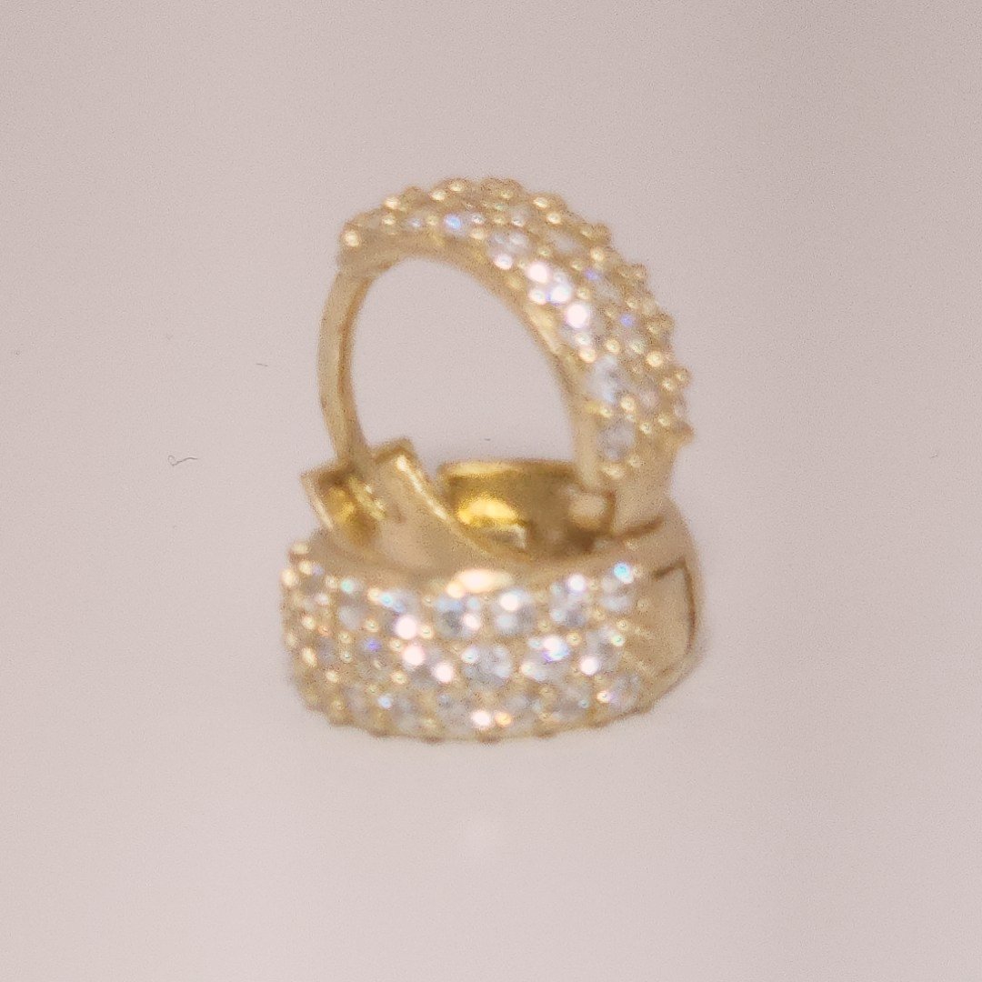 Women Cluster Hoops with Cubic Zirconia, 10K Yellow Gold 2.26 Grams