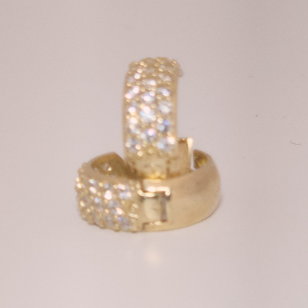 Women Cluster Hoops with Cubic Zirconia, 10K Yellow Gold 2.26 Grams