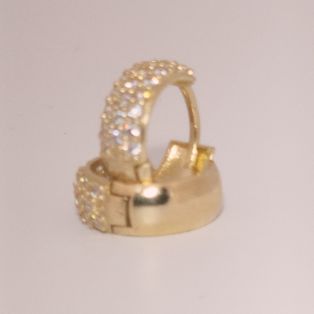 Women Cluster Hoops with Cubic Zirconia, 10K Yellow Gold 2.26 Grams