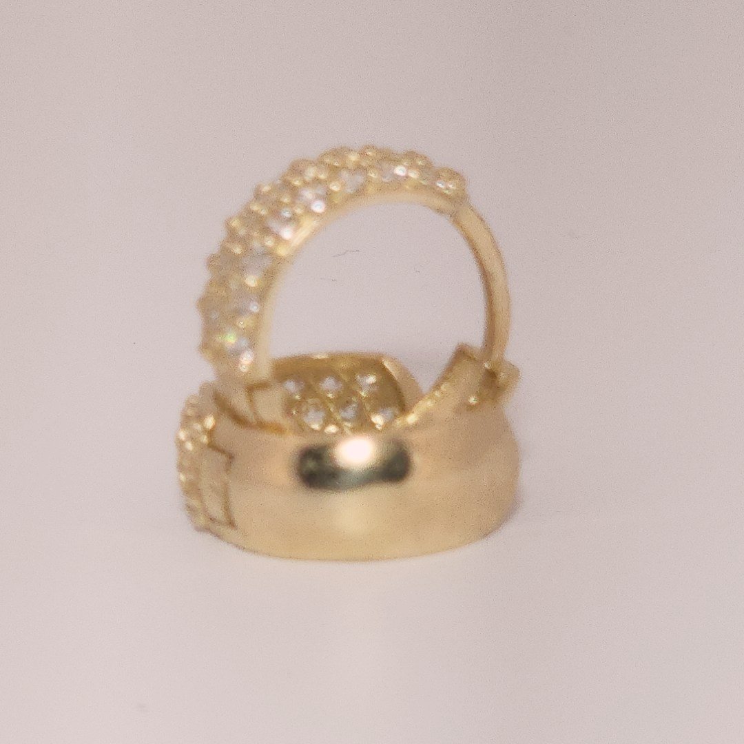 Women Cluster Hoops with Cubic Zirconia, 10K Yellow Gold 2.26 Grams