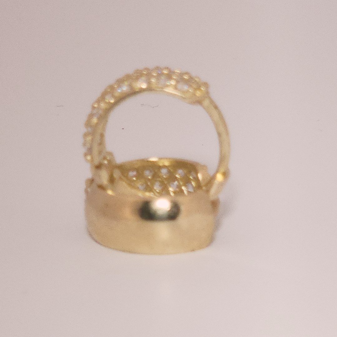 Women Cluster Hoops with Cubic Zirconia, 10K Yellow Gold 2.26 Grams