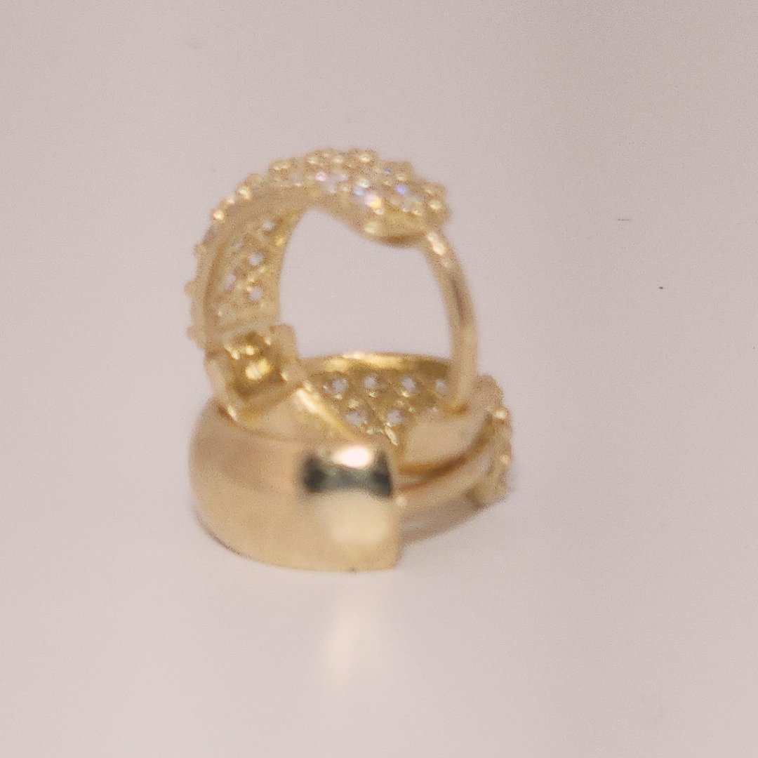 Women Cluster Hoops with Cubic Zirconia, 10K Yellow Gold 2.26 Grams