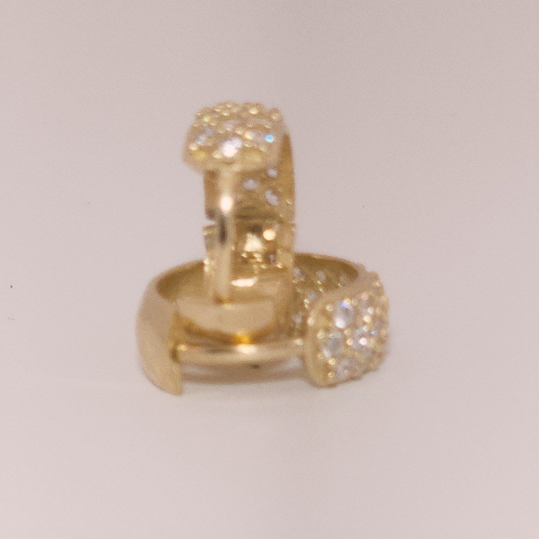 Women Cluster Hoops with Cubic Zirconia, 10K Yellow Gold 2.26 Grams