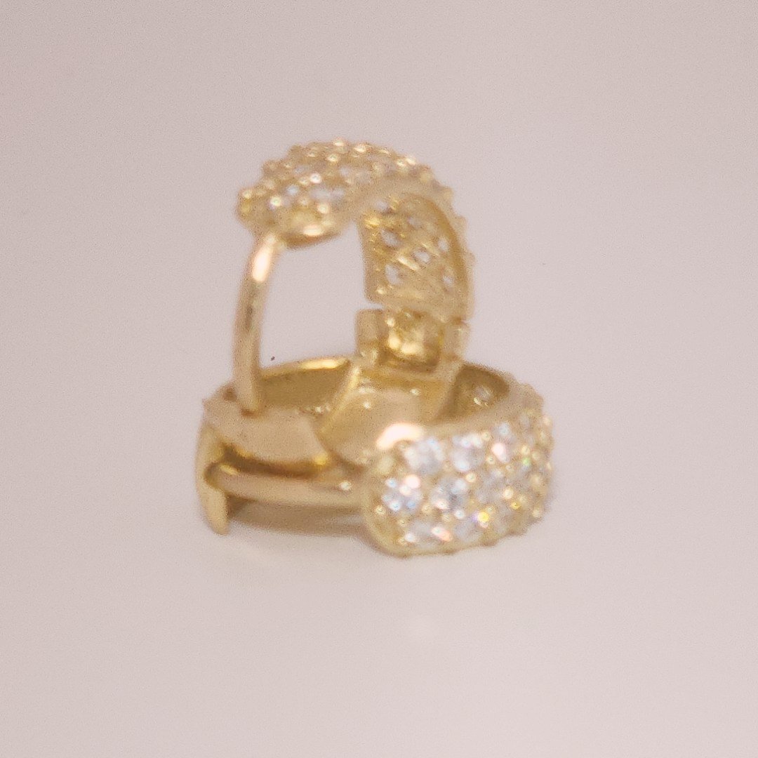 Women Cluster Hoops with Cubic Zirconia, 10K Yellow Gold 2.26 Grams