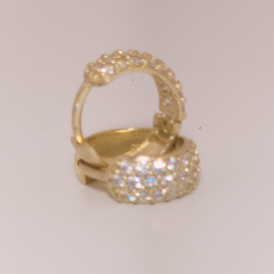 Women Cluster Hoops with Cubic Zirconia, 10K Yellow Gold 2.26 Grams