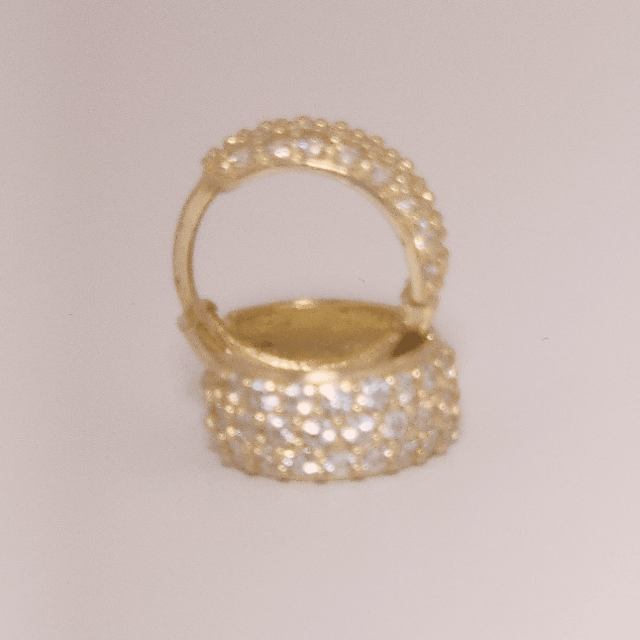 Women Cluster Hoops with Cubic Zirconia, 10K Yellow Gold 2.26 Grams