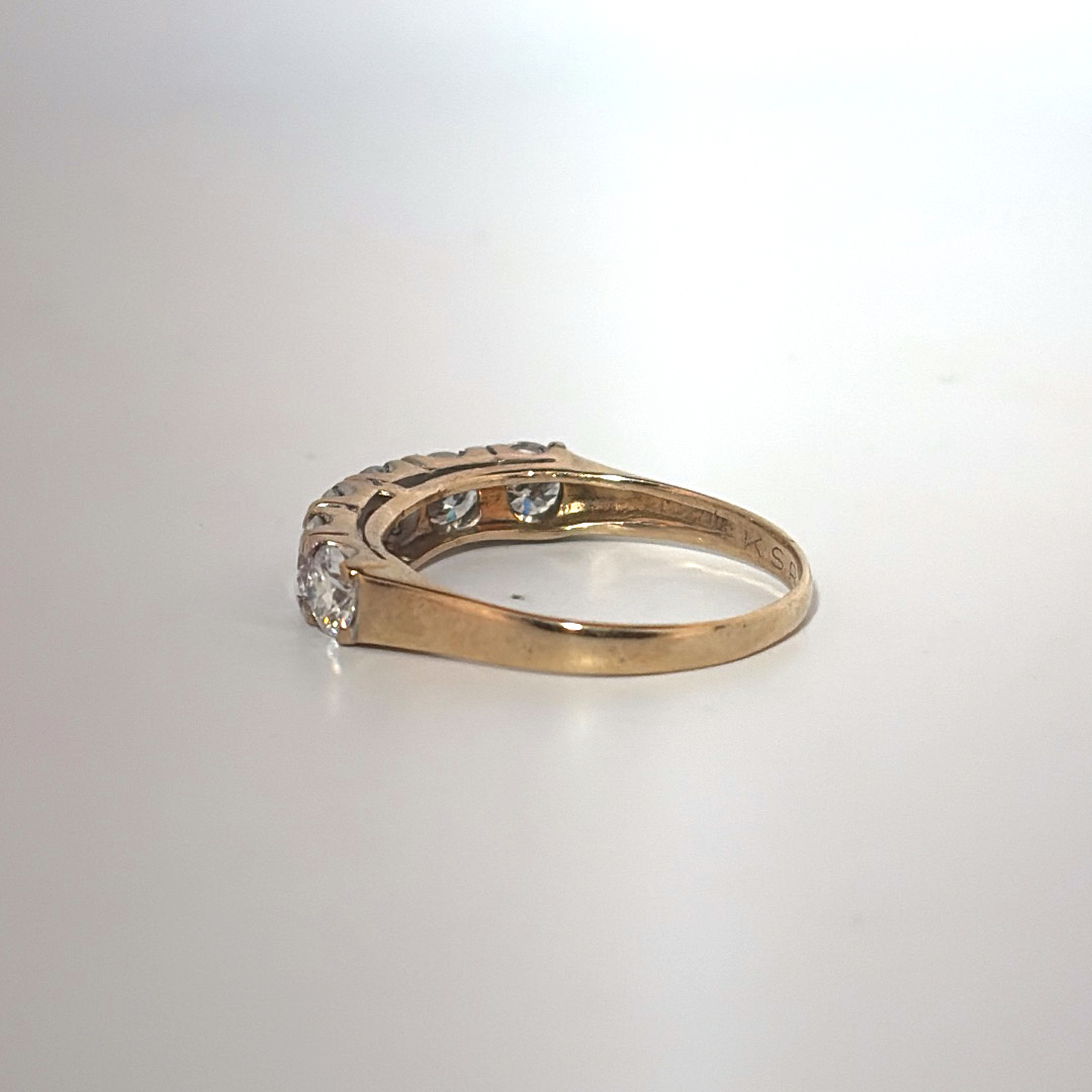 6 stone anniversary band, with Moissanite, Size 8, 2.2G, 10K Yellow Gold