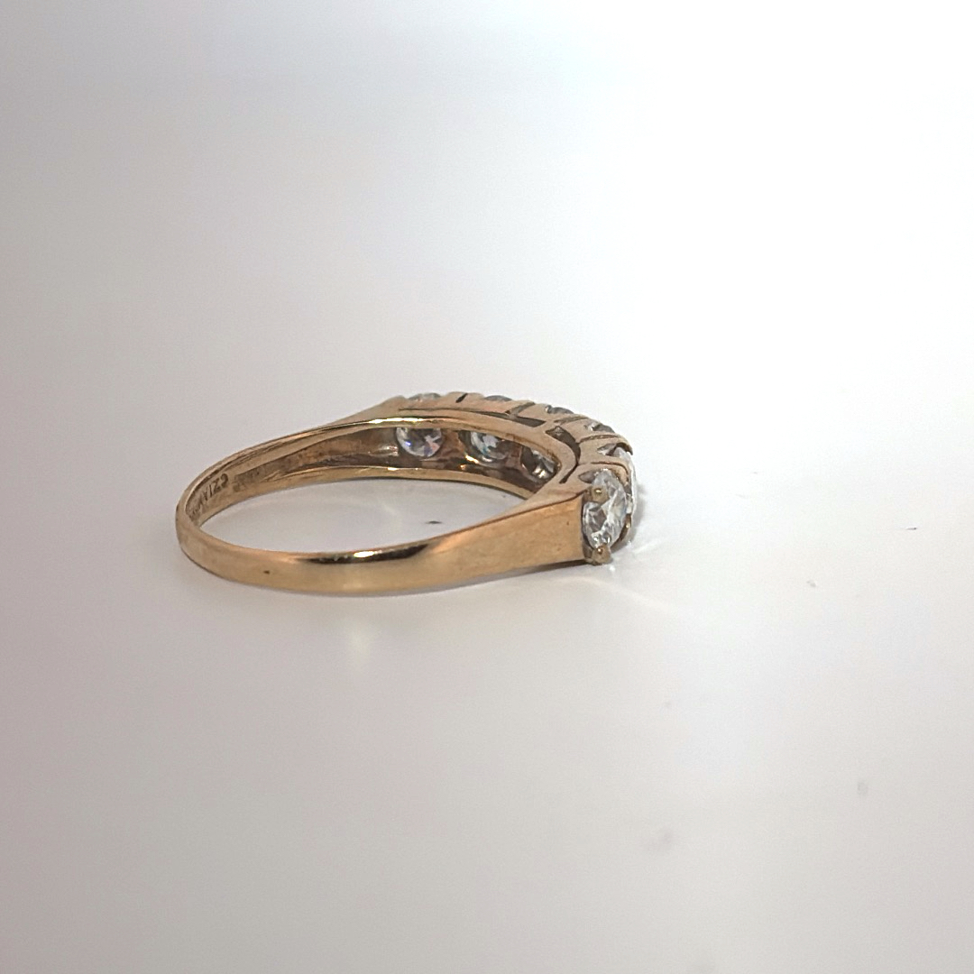 6 stone anniversary band, with Moissanite, Size 8, 2.2G, 10K Yellow Gold