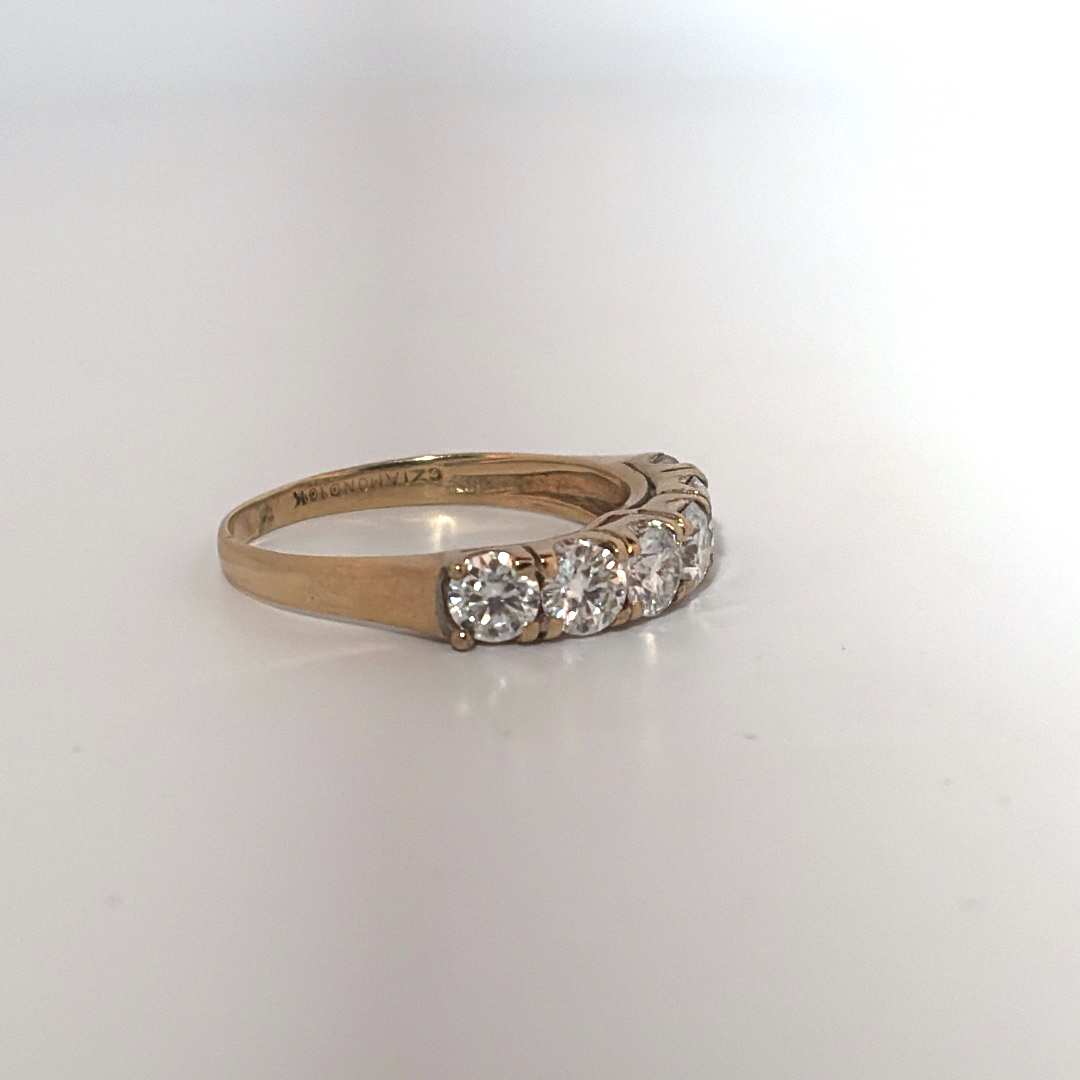 6 stone anniversary band, with Moissanite, Size 8, 2.2G, 10K Yellow Gold