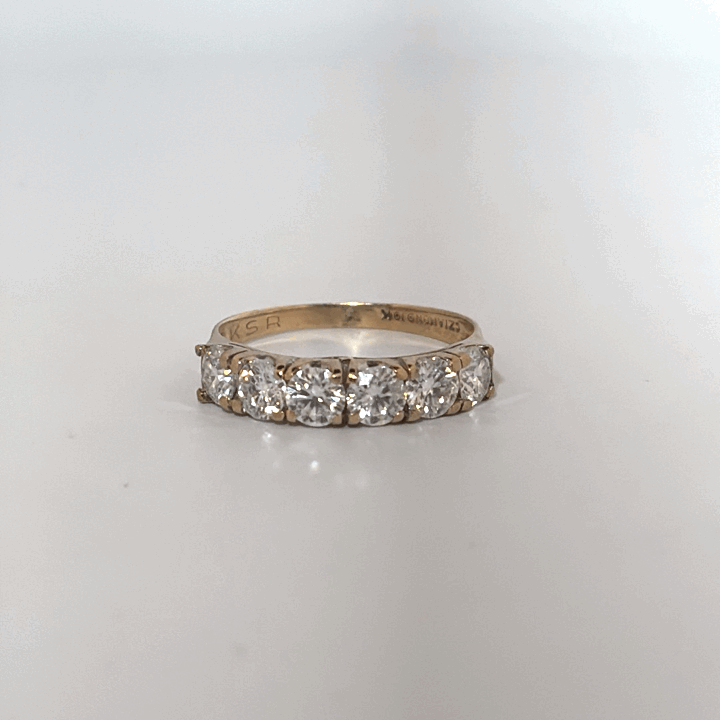 6 stone anniversary band, with Moissanite, Size 8, 2.2G, 10K Yellow Gold