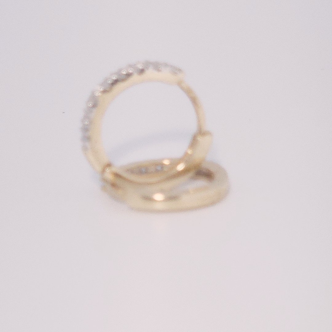 Diamonds Hoops Earrings, Natural Diamonds (0.12 CTW) I/SI1, 10K Yellow Gold