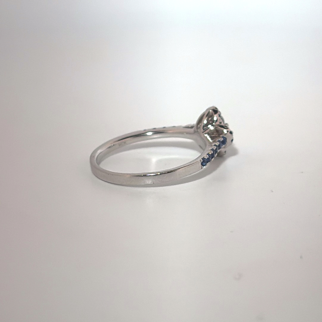 Ladies Ring, Natural Diamonds (1/8CTW) with Natural Sapphire 1/3CTW, 14K White Gold