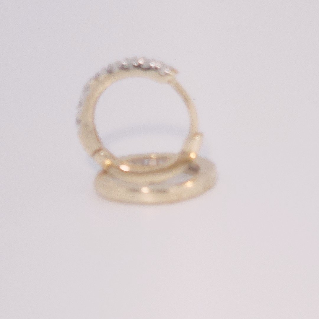 Diamonds Hoops Earrings, Natural Diamonds (0.12 CTW) I/SI1, 10K Yellow Gold