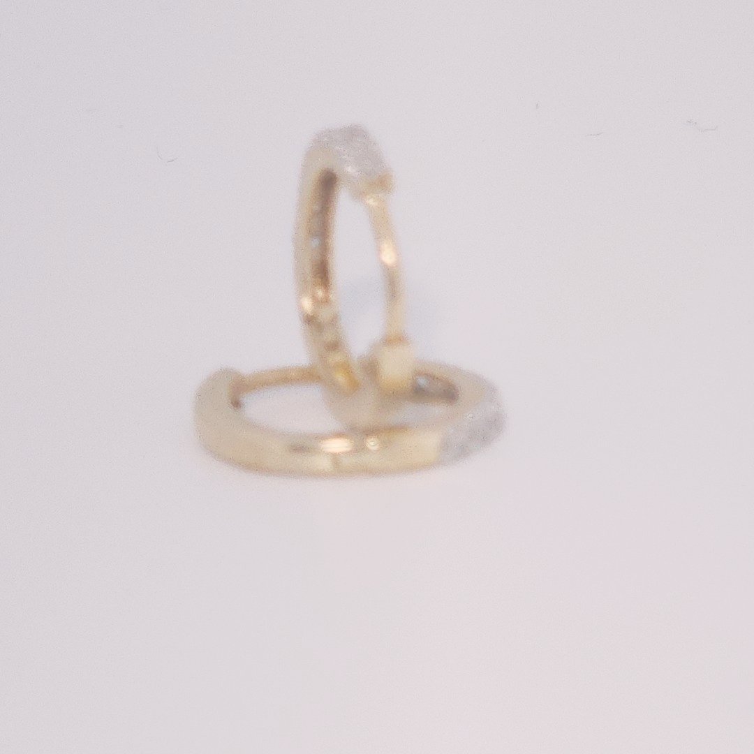 Diamonds Hoops Earrings, Natural Diamonds (0.12 CTW) I/SI1, 10K Yellow Gold