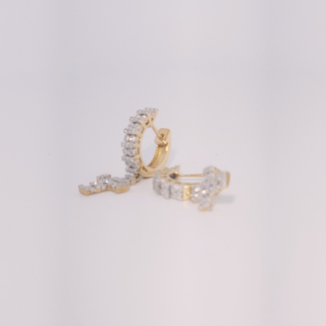 Diamonds Hoops Earrings with Cross, Natural Diamonds (0.38 CTW) I/SI1 10K