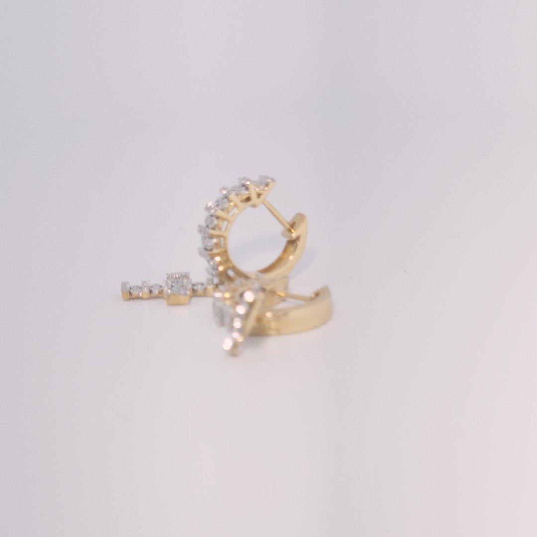 Diamonds Hoops Earrings with Cross, Natural Diamonds (0.38 CTW) I/SI1 10K