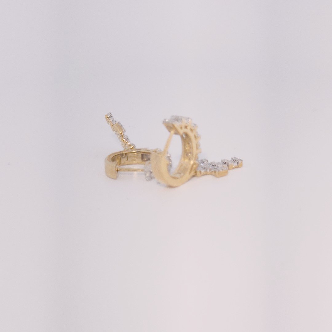 Diamonds Hoops Earrings with Cross, Natural Diamonds (0.38 CTW) I/SI1 10K