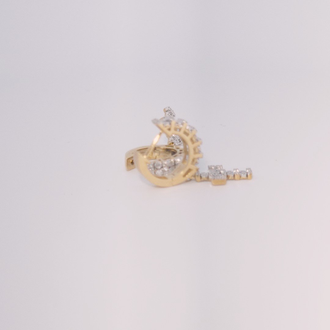 Diamonds Hoops Earrings with Cross, Natural Diamonds (0.38 CTW) I/SI1 10K