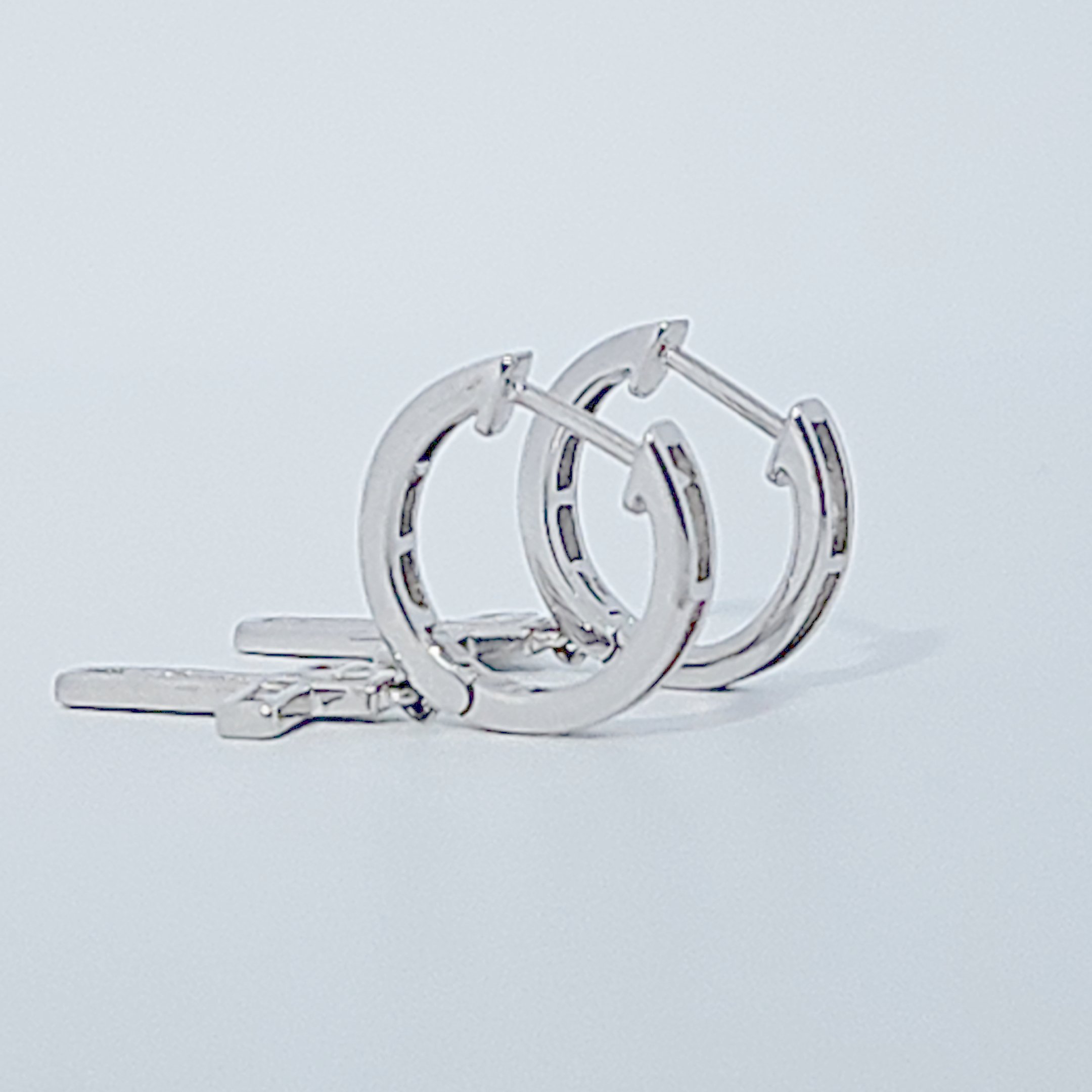 Diamonds Hoops Earrings with Cross, Natural Diamonds (0.48 CTW) I/SI1, 10K White Gold