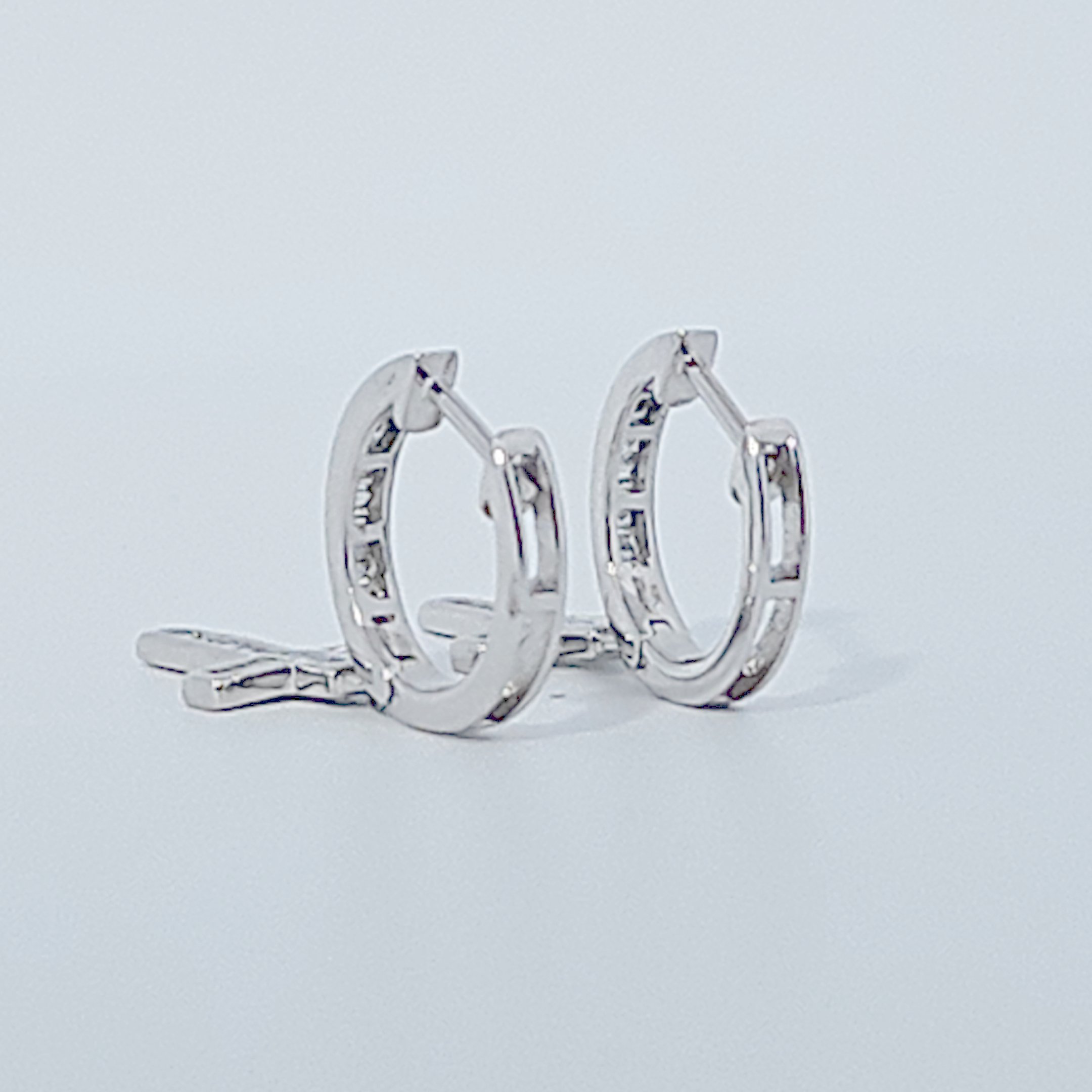 Diamonds Hoops Earrings with Cross, Natural Diamonds (0.48 CTW) I/SI1, 10K White Gold