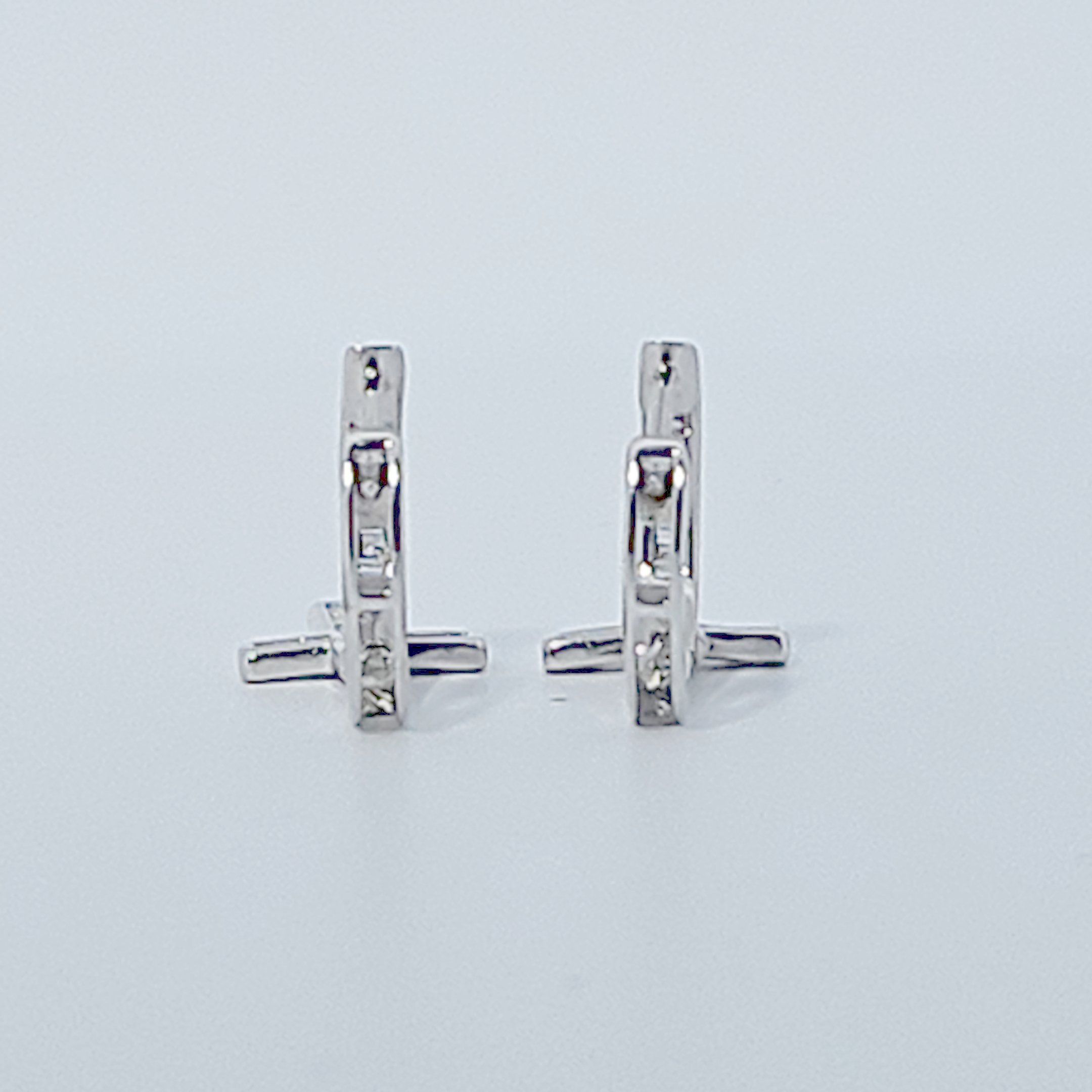Diamonds Hoops Earrings with Cross, Natural Diamonds (0.48 CTW) I/SI1, 10K White Gold