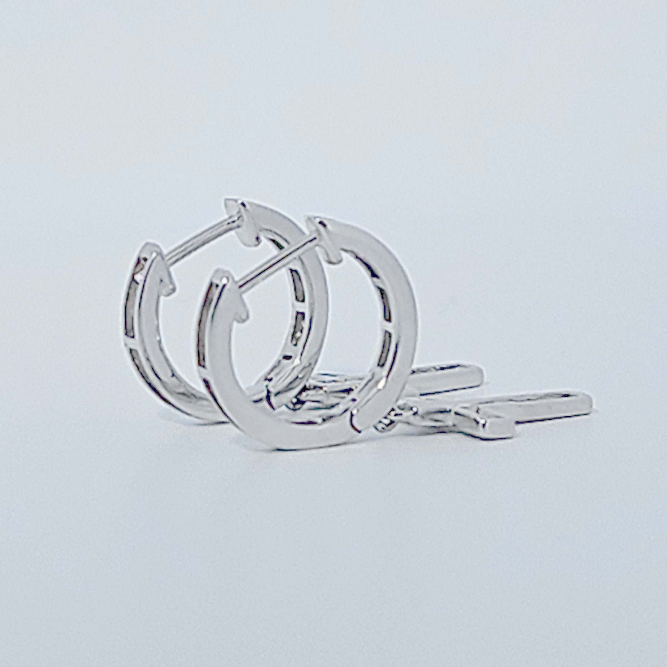 Diamonds Hoops Earrings with Cross, Natural Diamonds (0.48 CTW) I/SI1, 10K White Gold