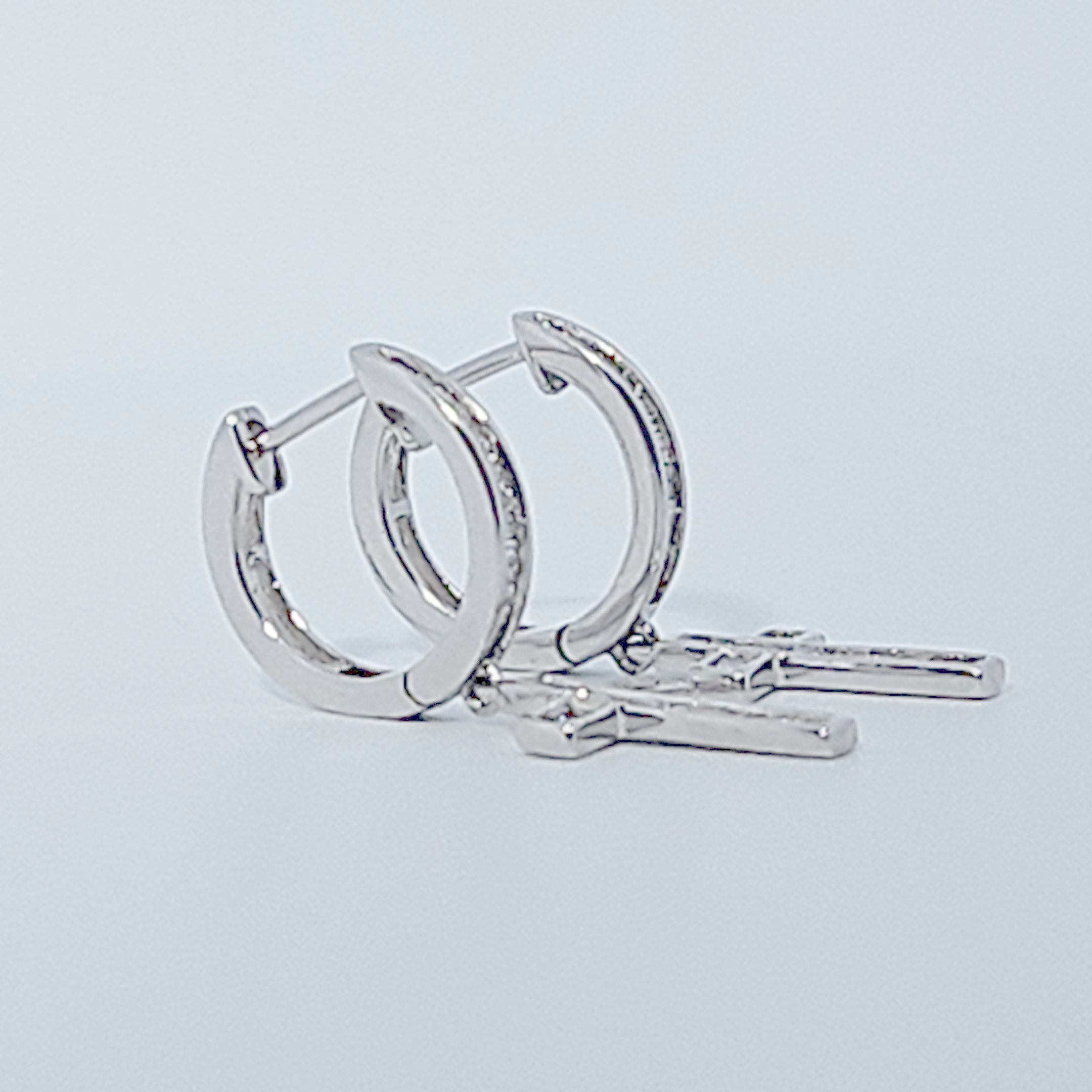 Diamonds Hoops Earrings with Cross, Natural Diamonds (0.48 CTW) I/SI1, 10K White Gold