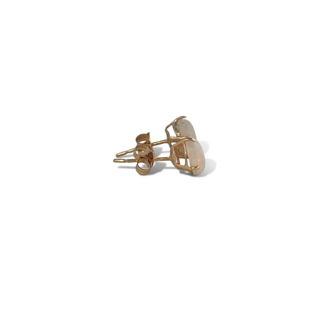 Natural Opal Earring Stud, 10K Yellow Gold