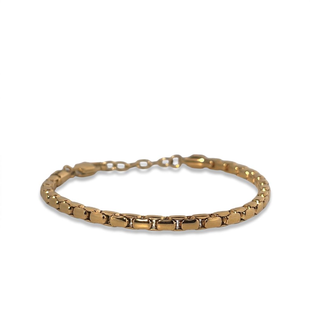 GOLD-IP-S.STEEL 4MM-VERTICAL ROUND-LINK 7+1"-BRACELET