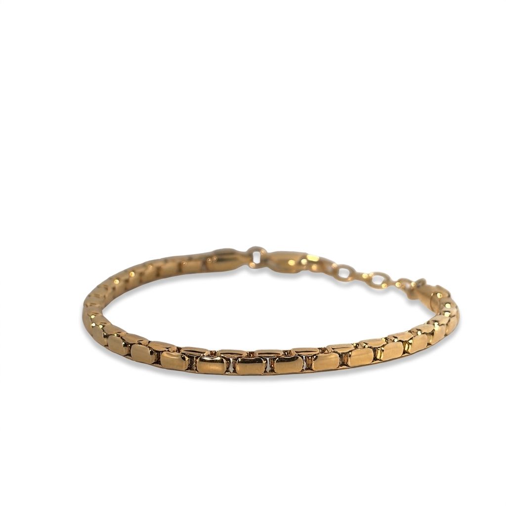 GOLD-IP-S.STEEL 4MM-VERTICAL ROUND-LINK 7+1"-BRACELET