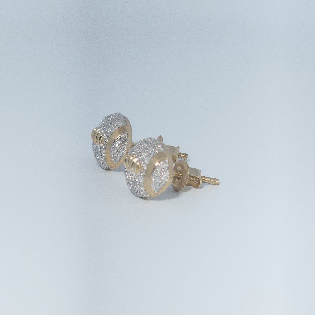 Football, Fashion Gift Earring, Natural Diamonds(1/3 CTW), 14K Yellow Gold