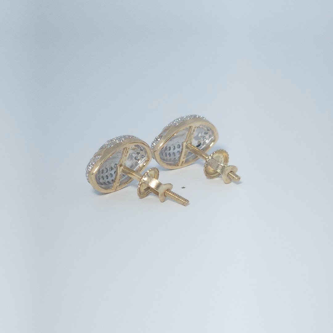 Football, Fashion Gift Earring, Natural Diamonds(1/3 CTW), 14K Yellow Gold