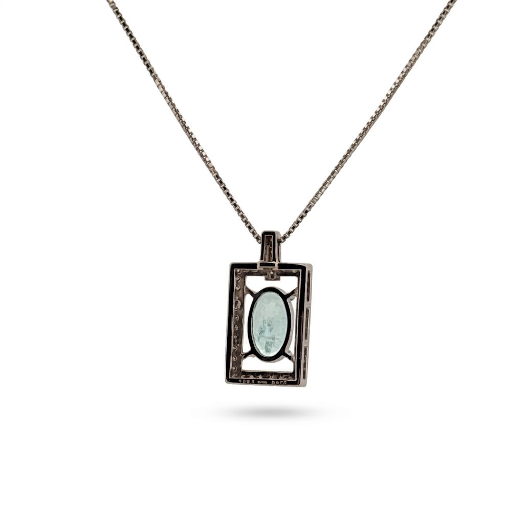 Platinum 950 Necklace, set with 1 Oval Paraiba Tourmaline (1.99ct) and pavé F Colorless Diamonds.