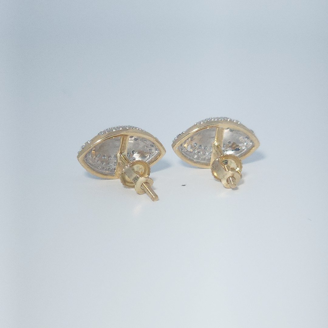 Football, Fashion Gift Earring, Natural Diamonds(1/3 CTW), 14K Yellow Gold