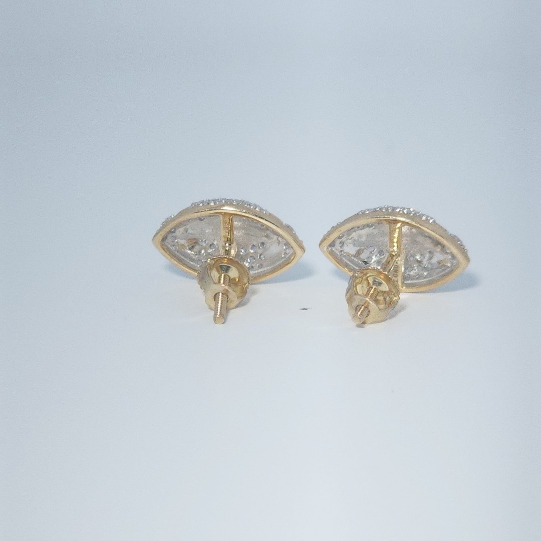 Football, Fashion Gift Earring, Natural Diamonds(1/3 CTW), 14K Yellow Gold