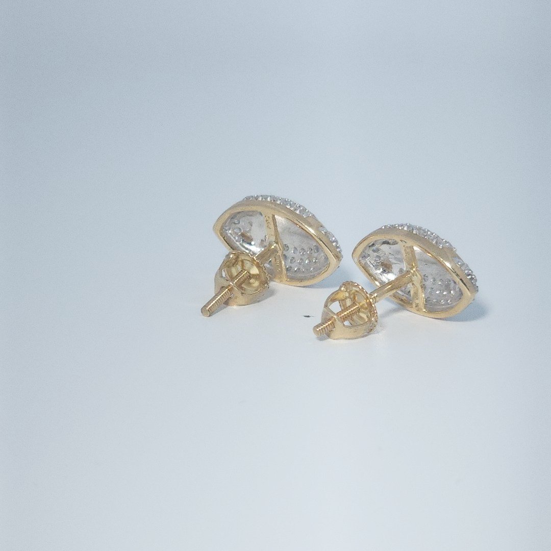 Football, Fashion Gift Earring, Natural Diamonds(1/3 CTW), 14K Yellow Gold