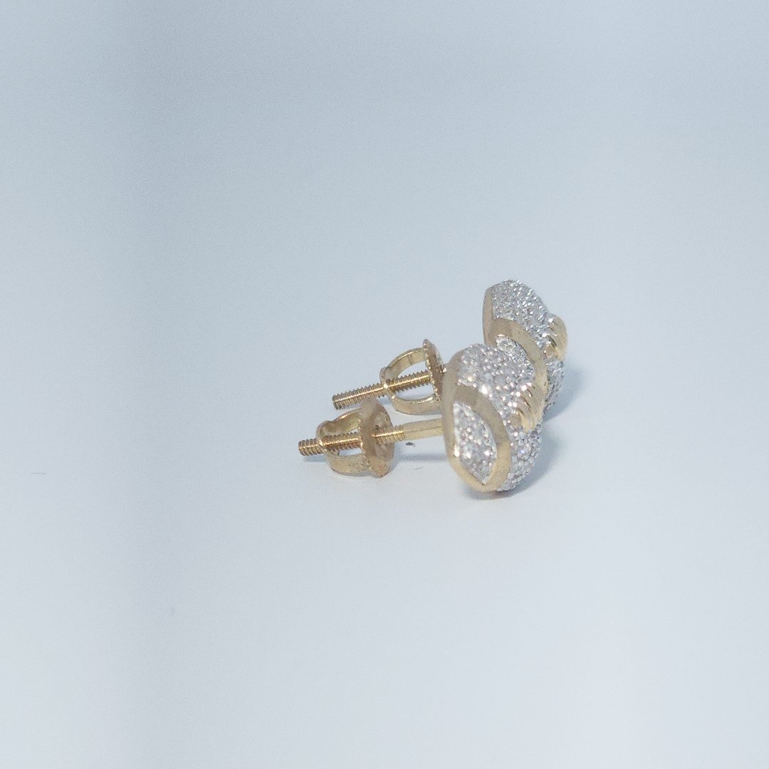 Football, Fashion Gift Earring, Natural Diamonds(1/3 CTW), 14K Yellow Gold