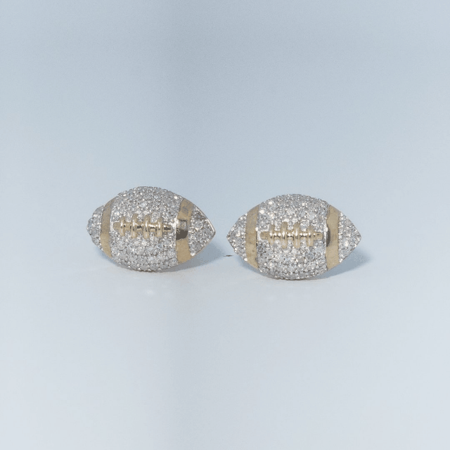 Football, Fashion Gift Earring, Natural Diamonds(1/3 CTW), 14K Yellow Gold
