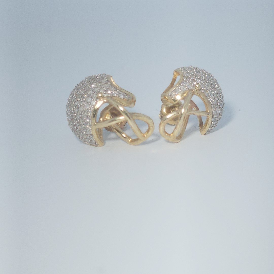 Football Helmet, Fashion Gift Earring, Natural Diamonds(3/8 CTW)