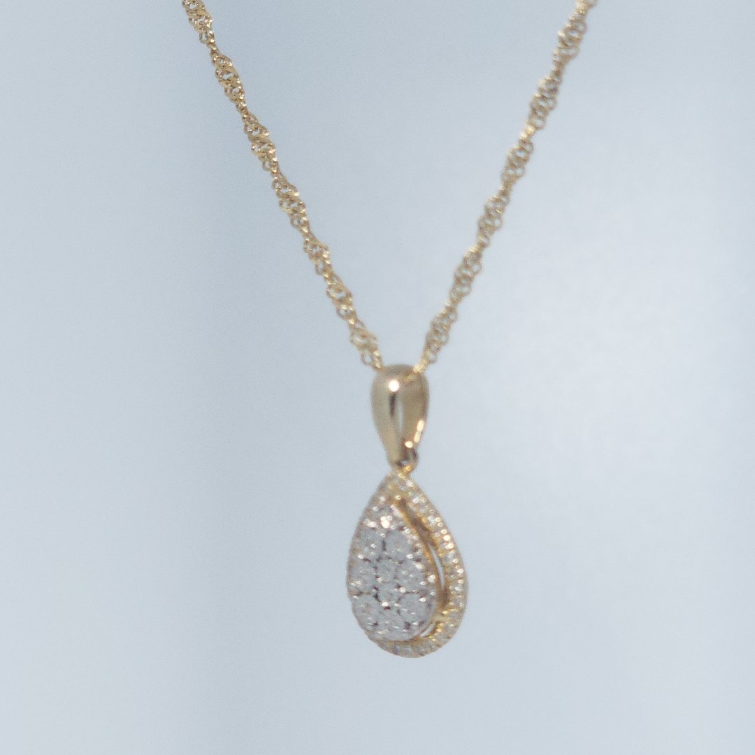 Pear Fashion Gift Pendent, Natural Diamonds(1/8 CTW), 10K Yellow Gold