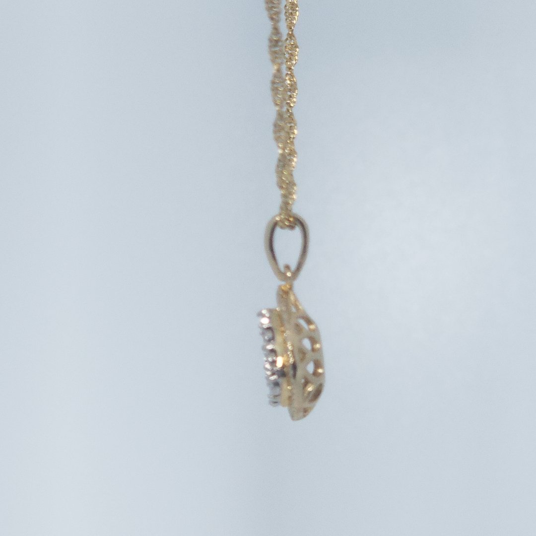 Pear Fashion Gift Pendent, Natural Diamonds(1/8 CTW), 10K Yellow Gold